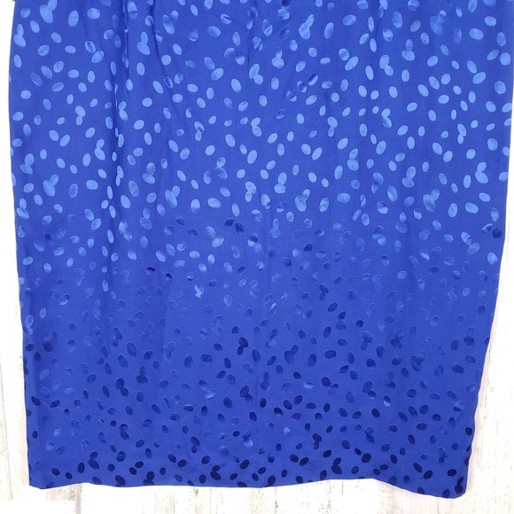 Banana Republic Blue Printed Silk Drape Neck Dress Women's Size 8 - Picture 6 of 15